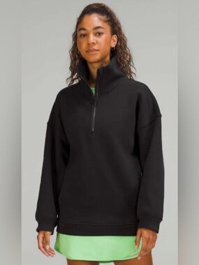 Lululemon Thick Fleece Half Zip XS/S Small Black Pullover Sweatshirt Pocket EUC